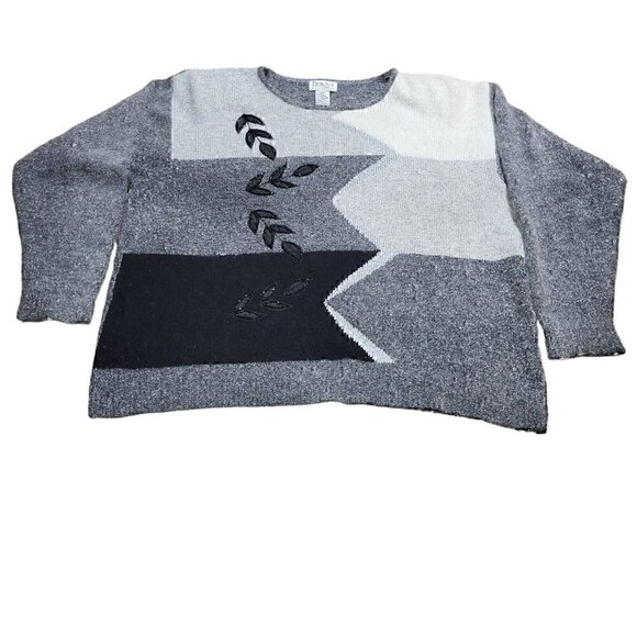 Erika II Collection Womens 2X Black Gray Long Sleeve Top Sweater Angora Blend - Picture 5 of 10